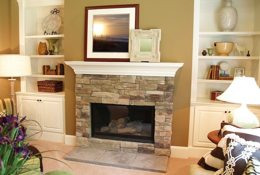 fireplace remodeling idea: stone fireplace