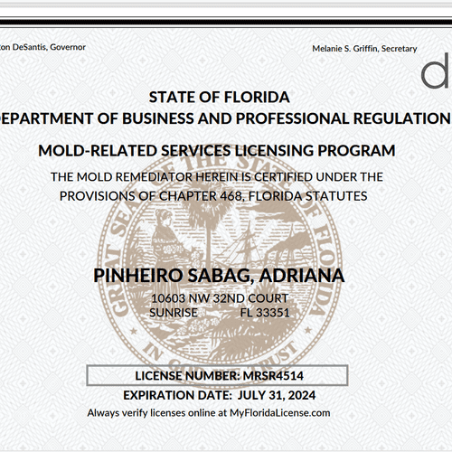 Mold remediator License