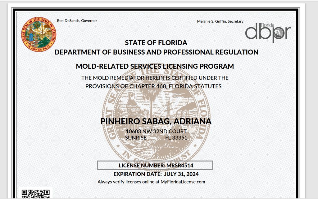 Mold remediator License