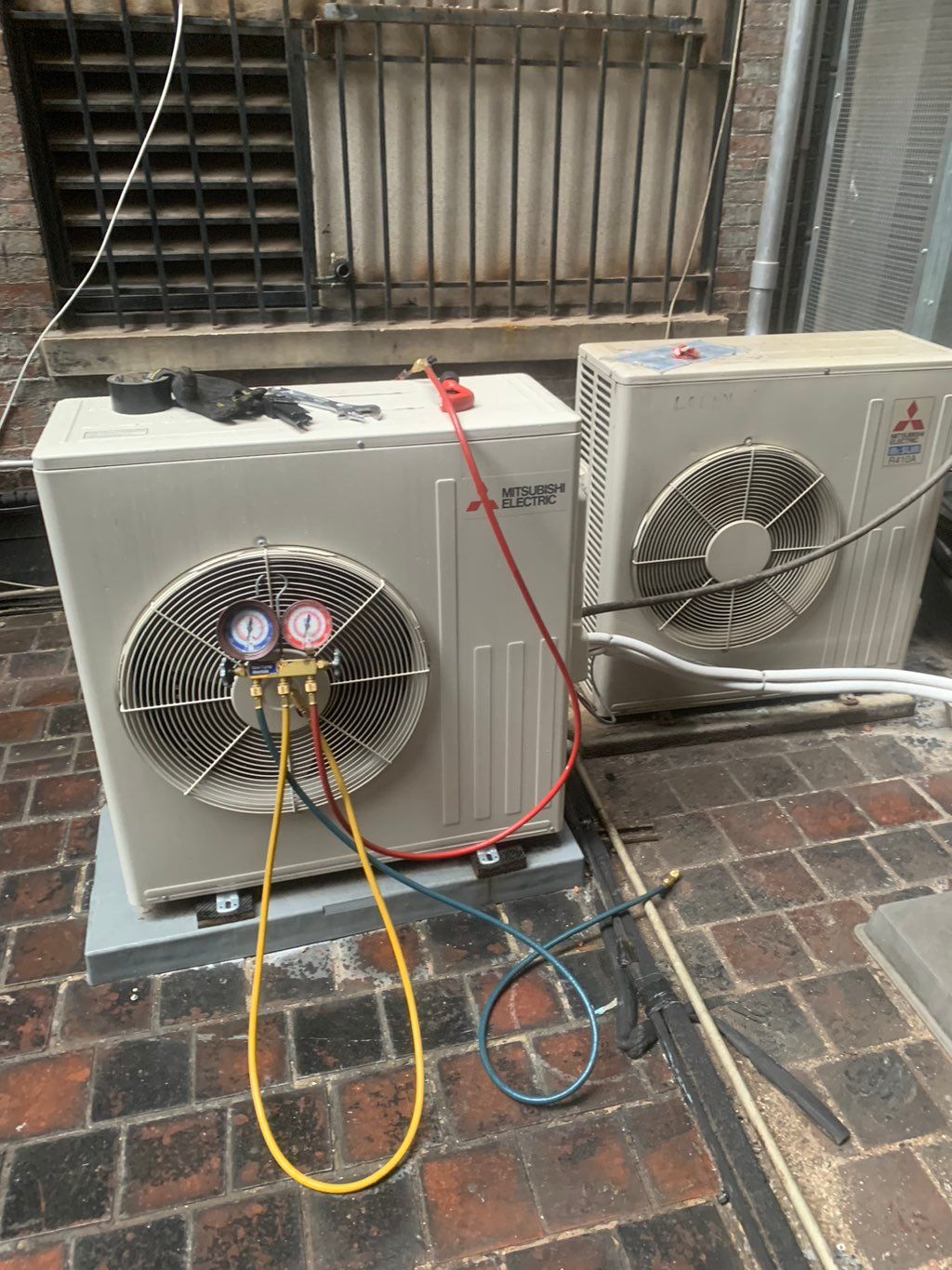 Disconnecting pipe and repositioning unit. 