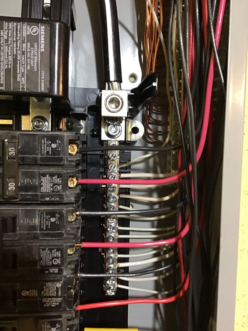 Correct panel wiring