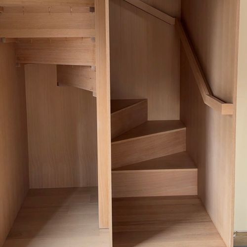 Custom white oak spiral staircase