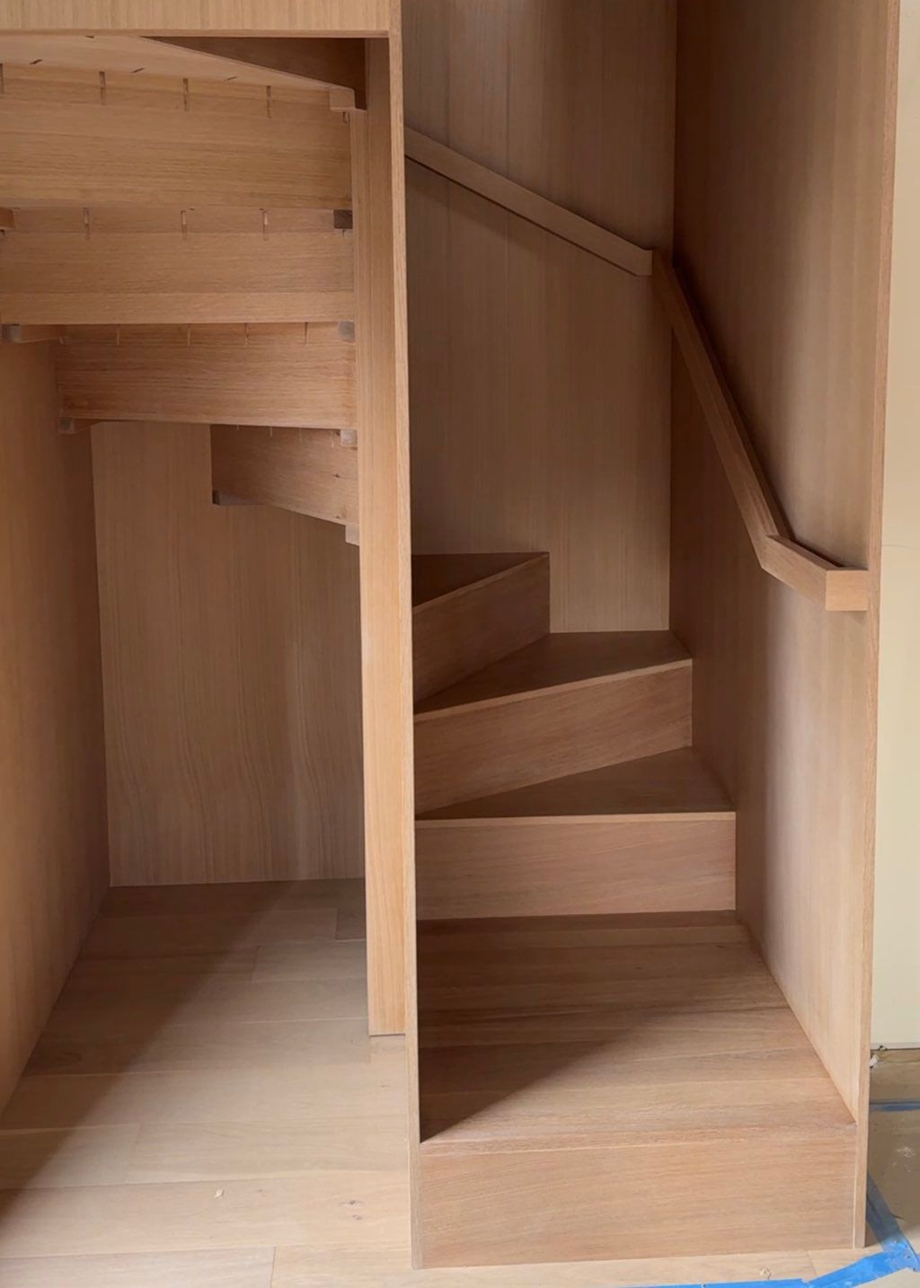 Custom white oak spiral staircase
