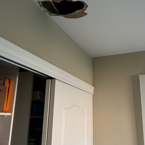 We had a small hole in the drywall because of a le
