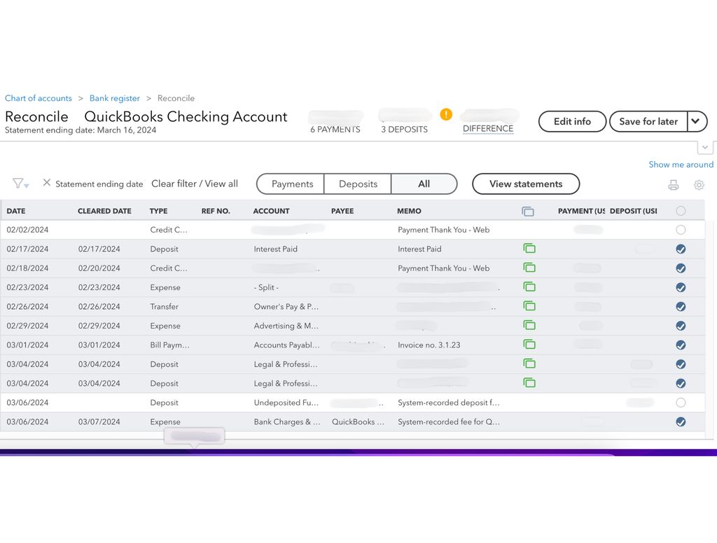 bank reconciliation