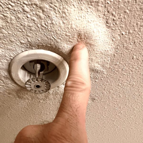 water damage bubble from sprinkler leak