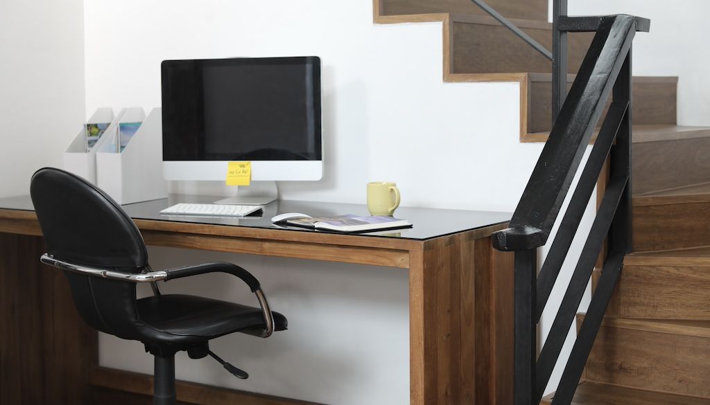 basement remodel idea: home office with desk and workspace