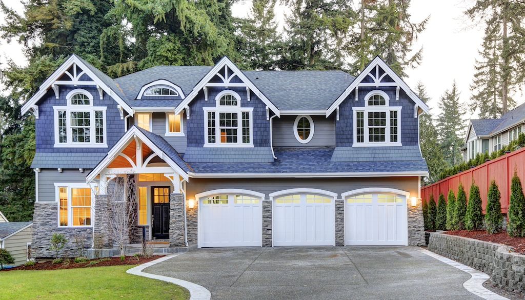 house with blue vinyl siding