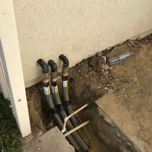 Gas line reroute installation 