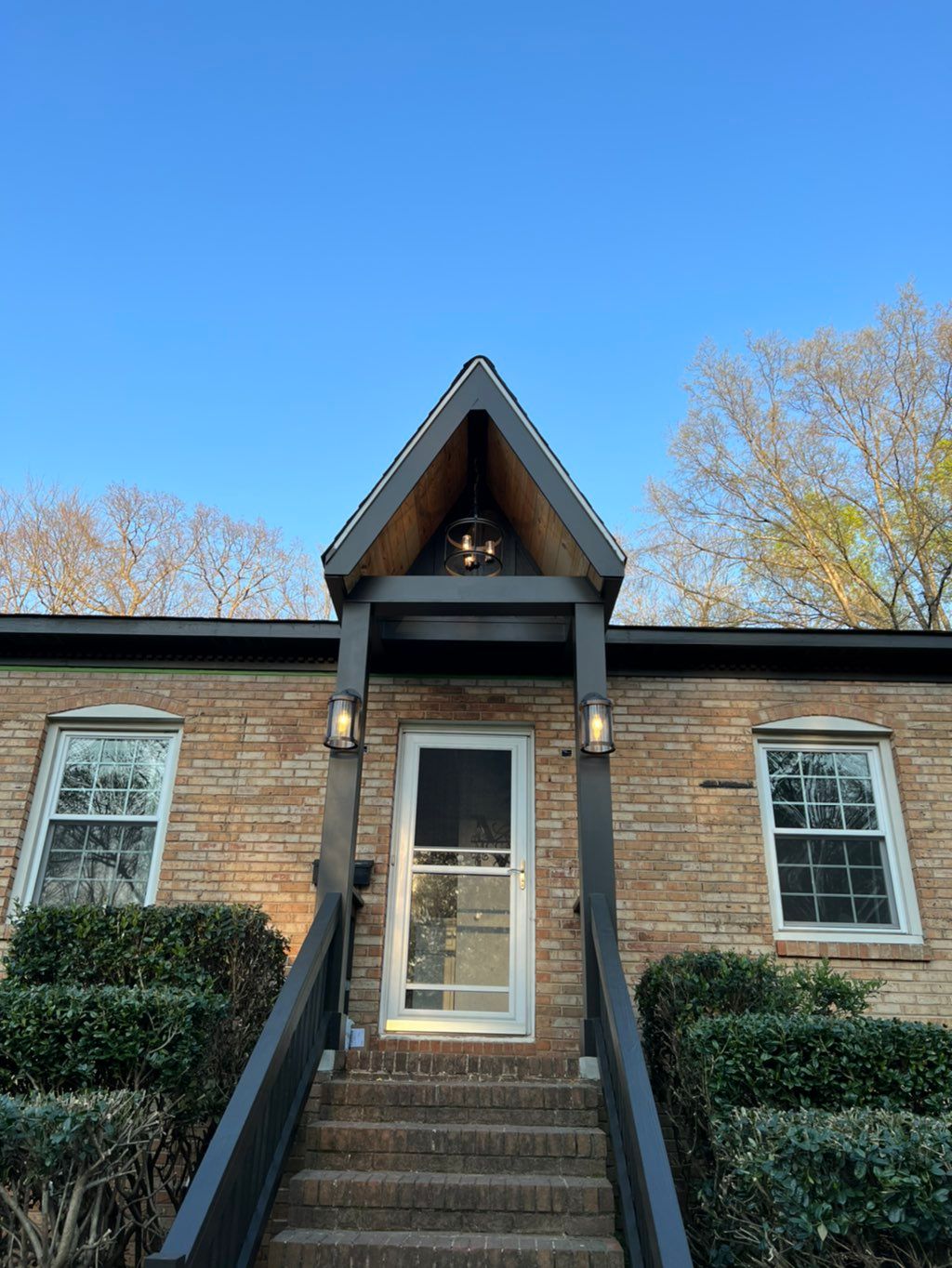 New lighting installation on front porch addition 