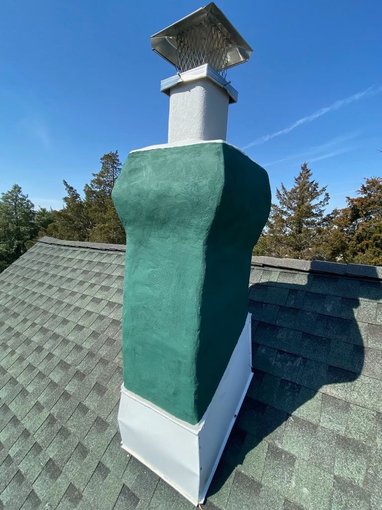 Chimney Repair & Custom EAGLES Green Paint Match. 