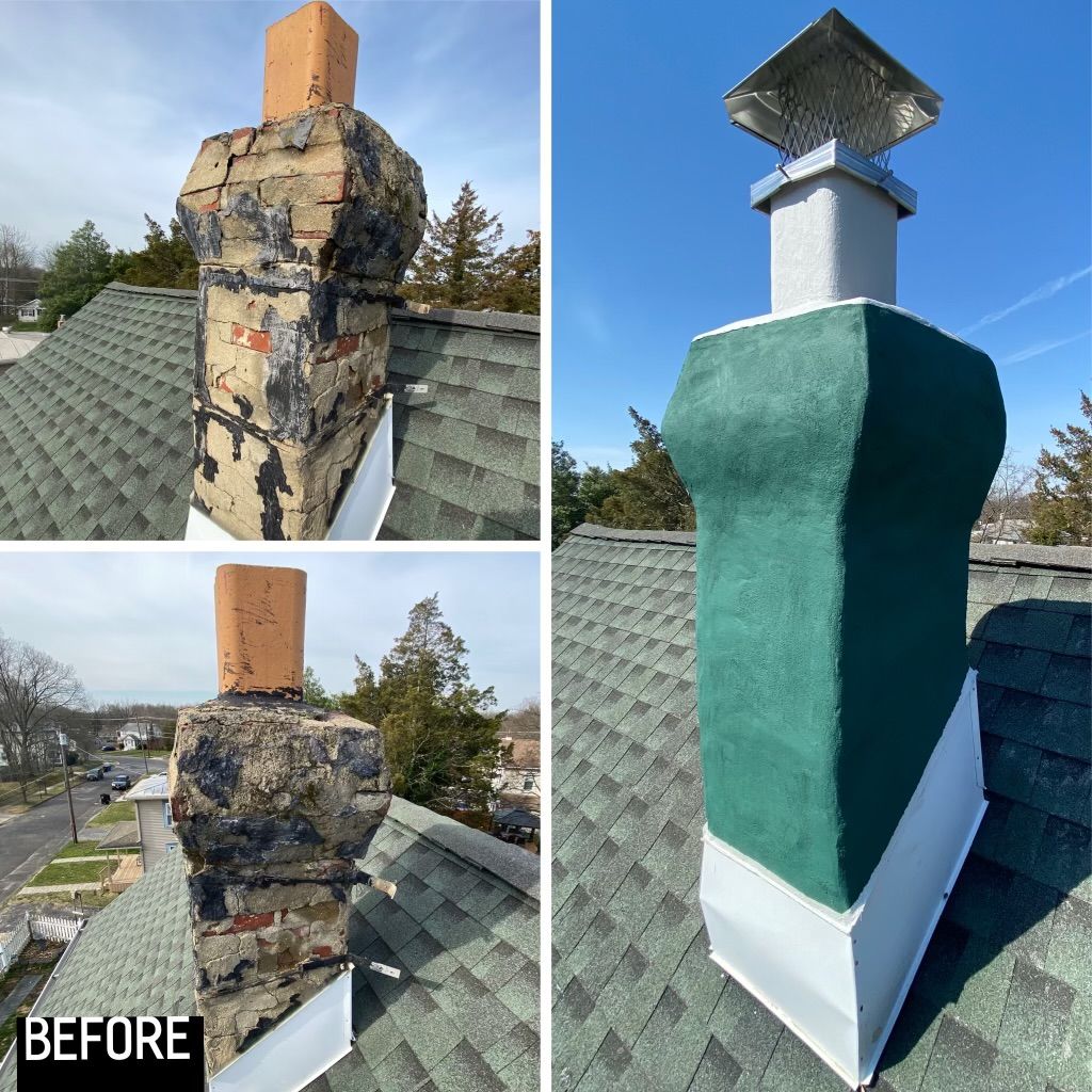 Before & After. Chimney Repair & Custom EAGLES Gre