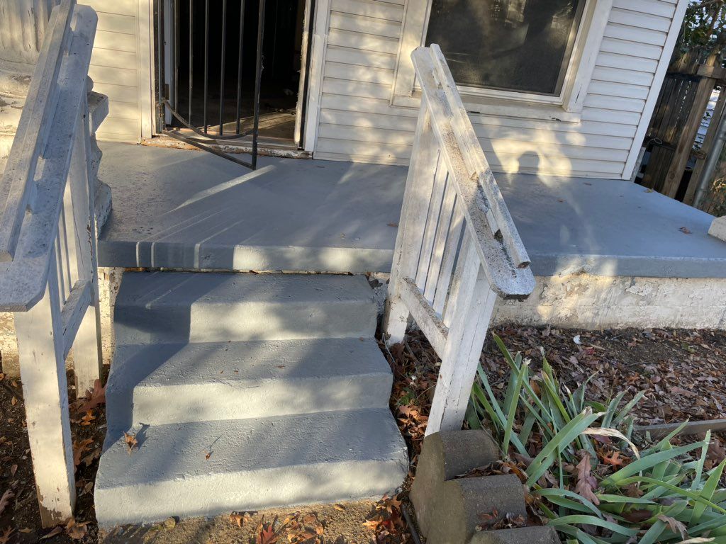 Painted porch and hand railing