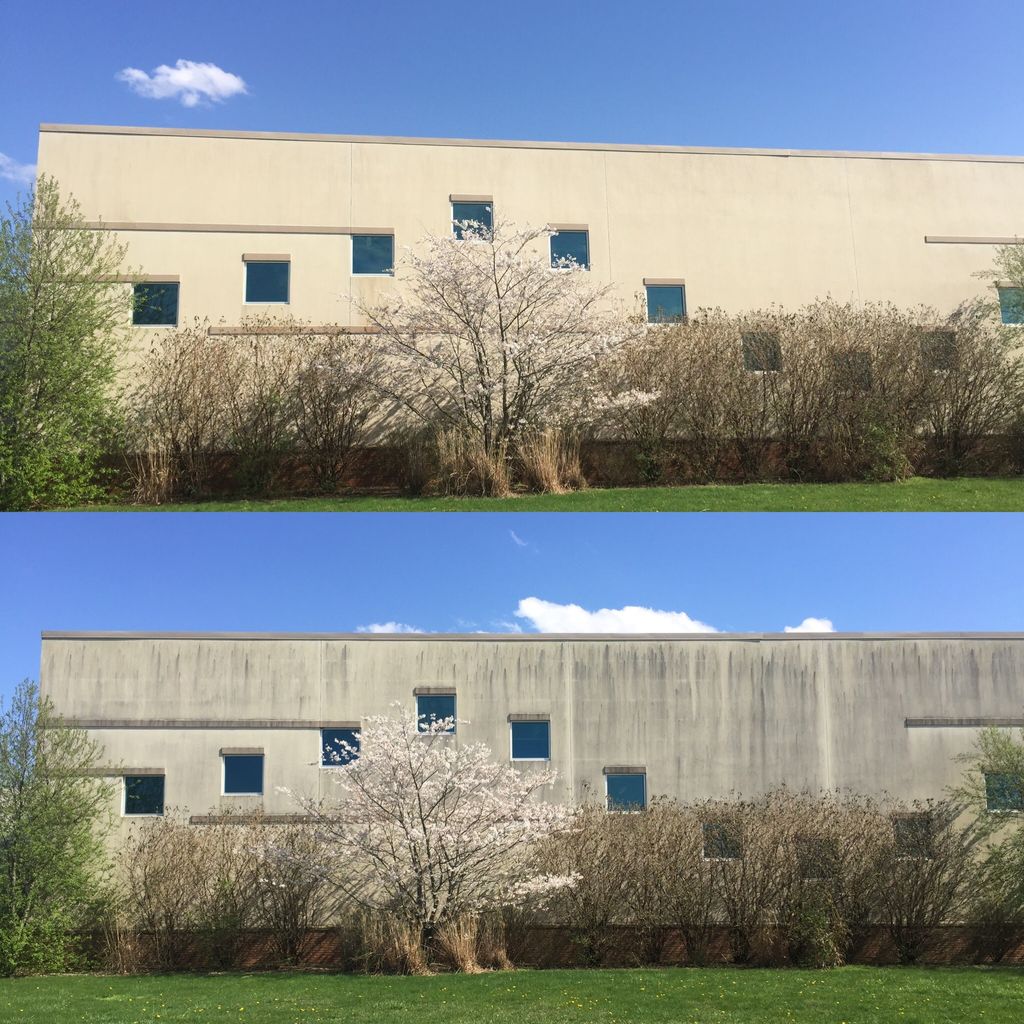 Before and after Power washing exterior Buildings