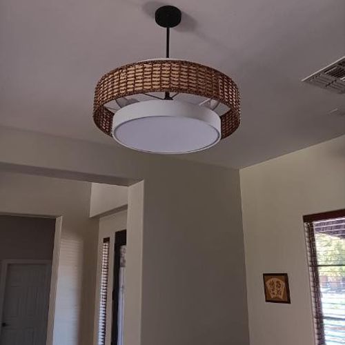 Logan installed 4 ceiling fans and removed 3 fans 