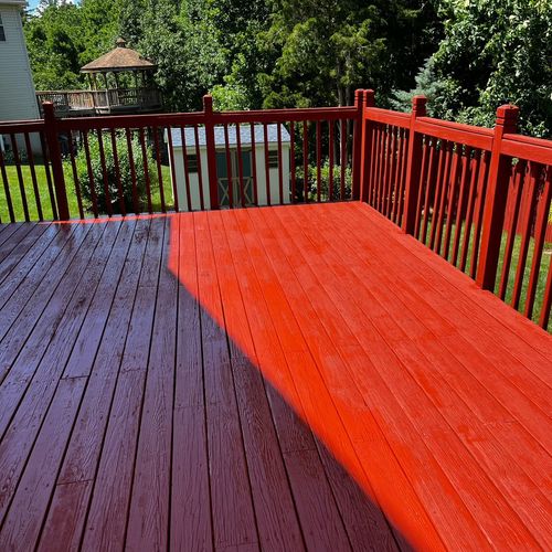 Deck staining after