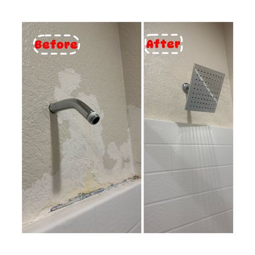 Shower head replacement and repair wall and textur