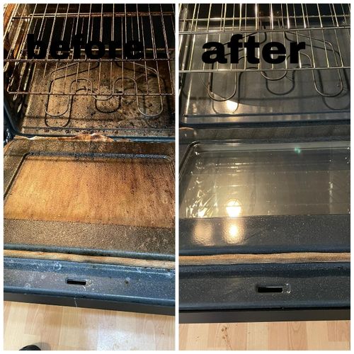 Stove cleaning before and after