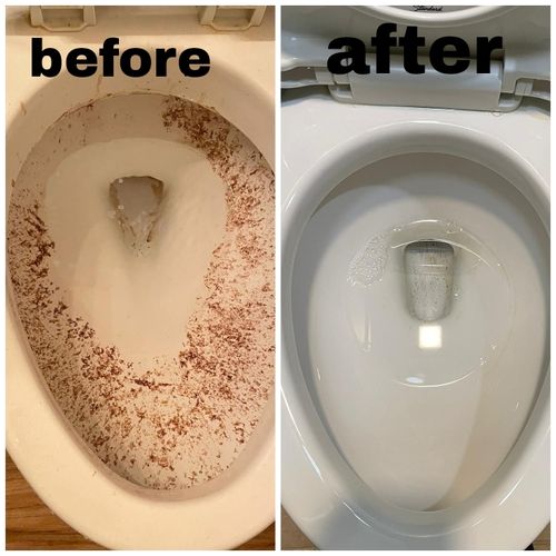 Toilet cleaning before and after