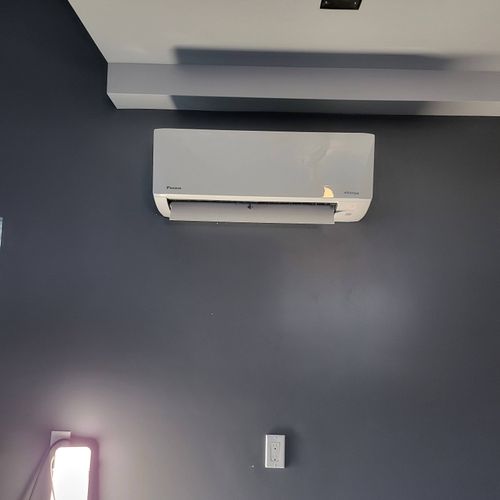 Mini ductless Installation in remodeled garage