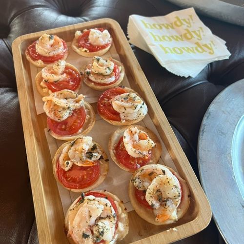 Shrimp, tomato and feta tartlets  