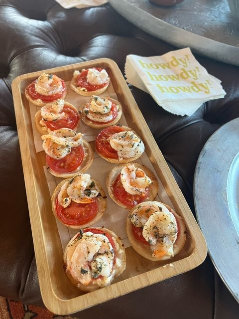 Shrimp, tomato and feta tartlets  