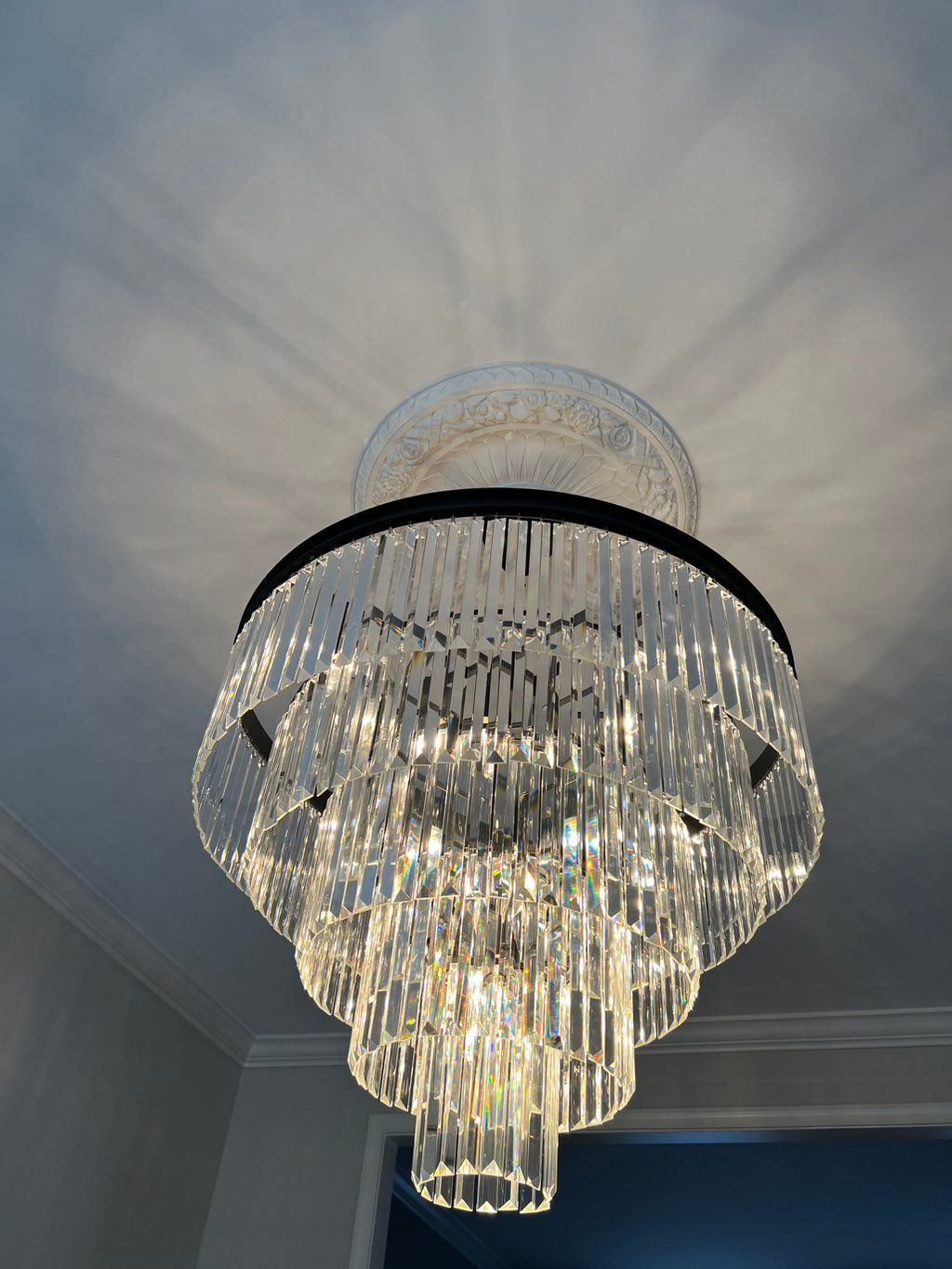 400 Chrystals chandelier installation. 
