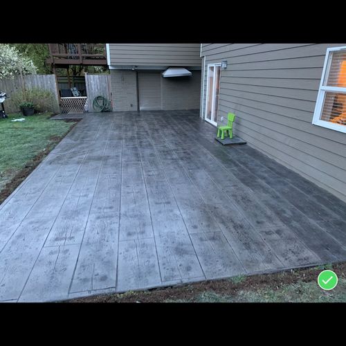 Plank stamped patio.