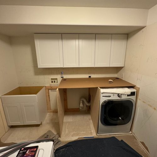 Laundry room, custom fit for the washers to have a
