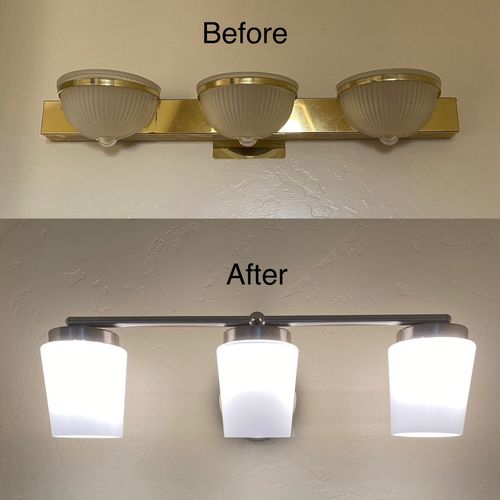 before and after vanity fixtures 
