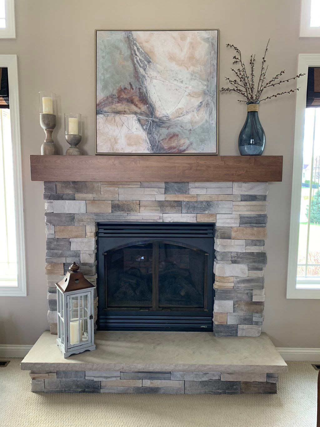 We replaced an old tile faced fireplace with this 