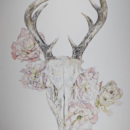 Colored Pencil of Floral Skull