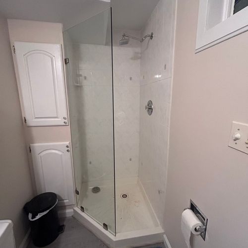 Very good solution for small basement shower that 