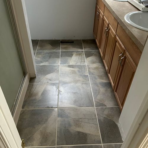 My new bathroom tile floor looks amazing! Footprin
