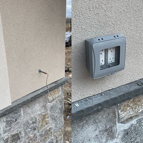 Installation of an outdoor outlet. GFCI 
