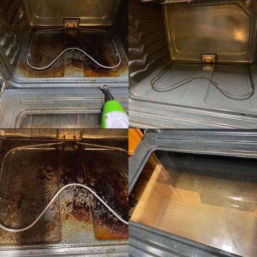 Before and after oven cleaning 