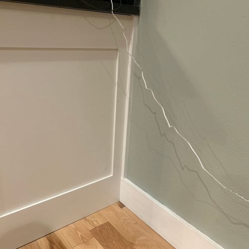Used this trim piece to cover gap between the wall