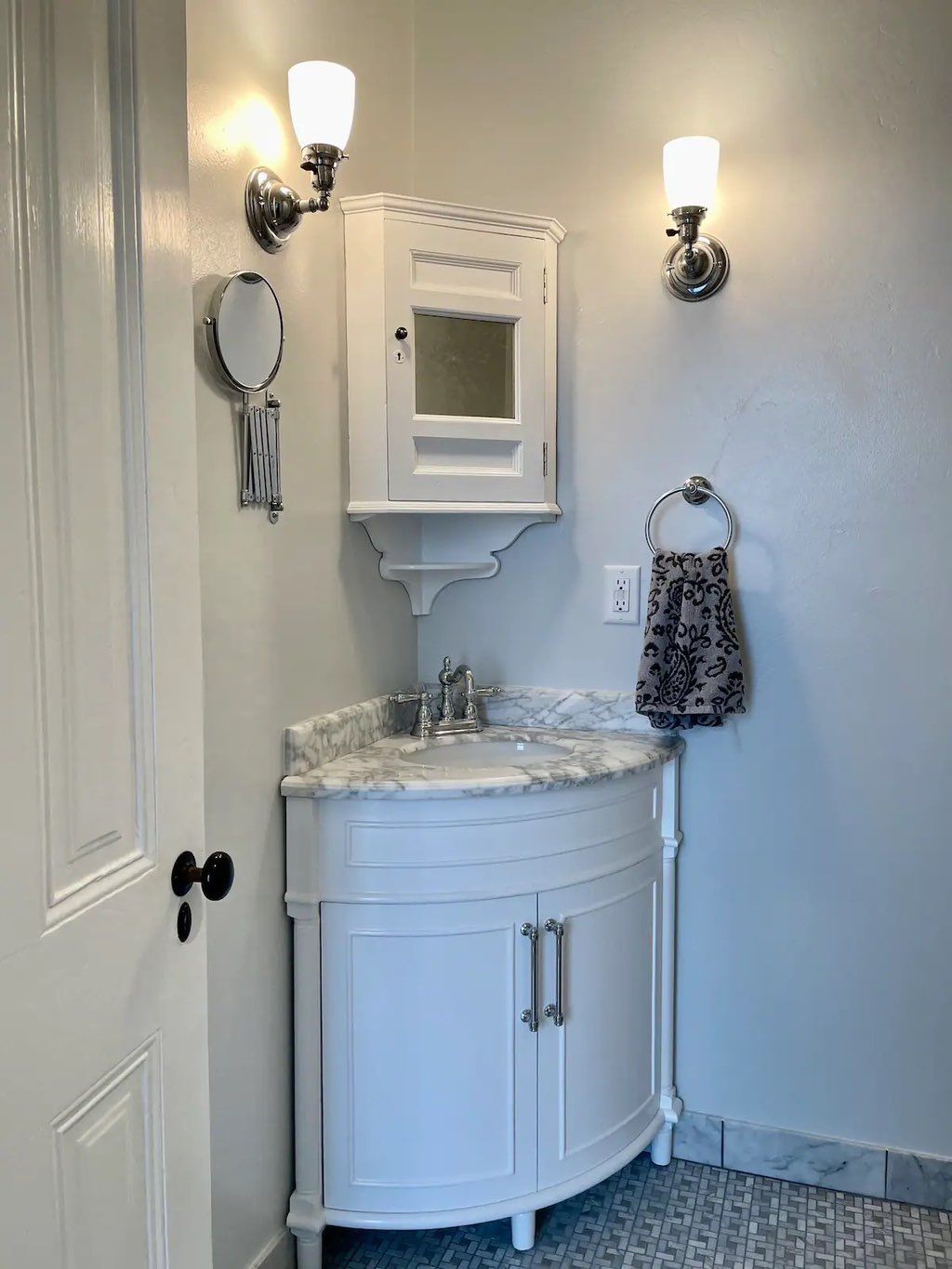 Vanity, plumbing, electrical, flooring. 