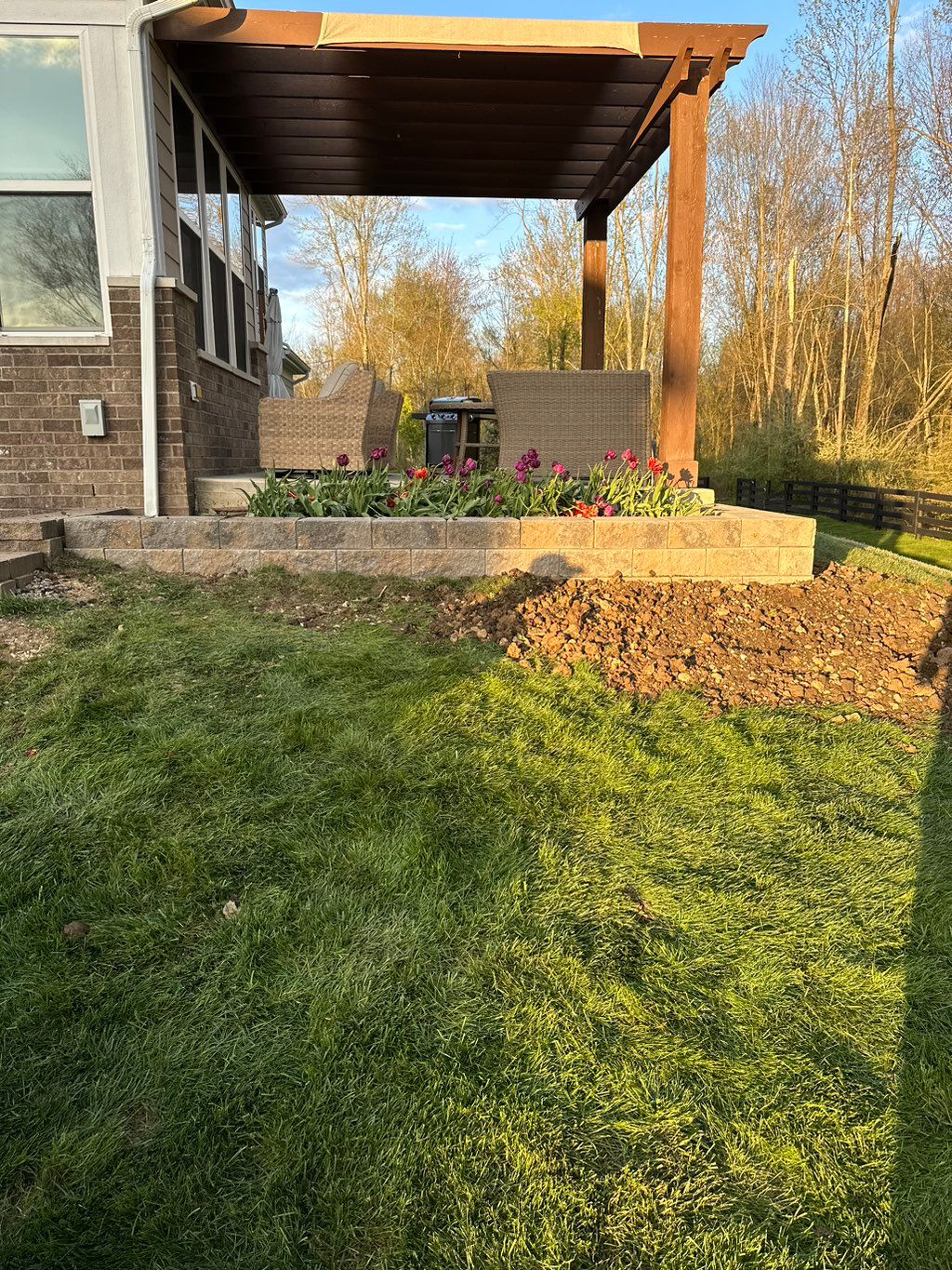 Retaining wall built for flower bed