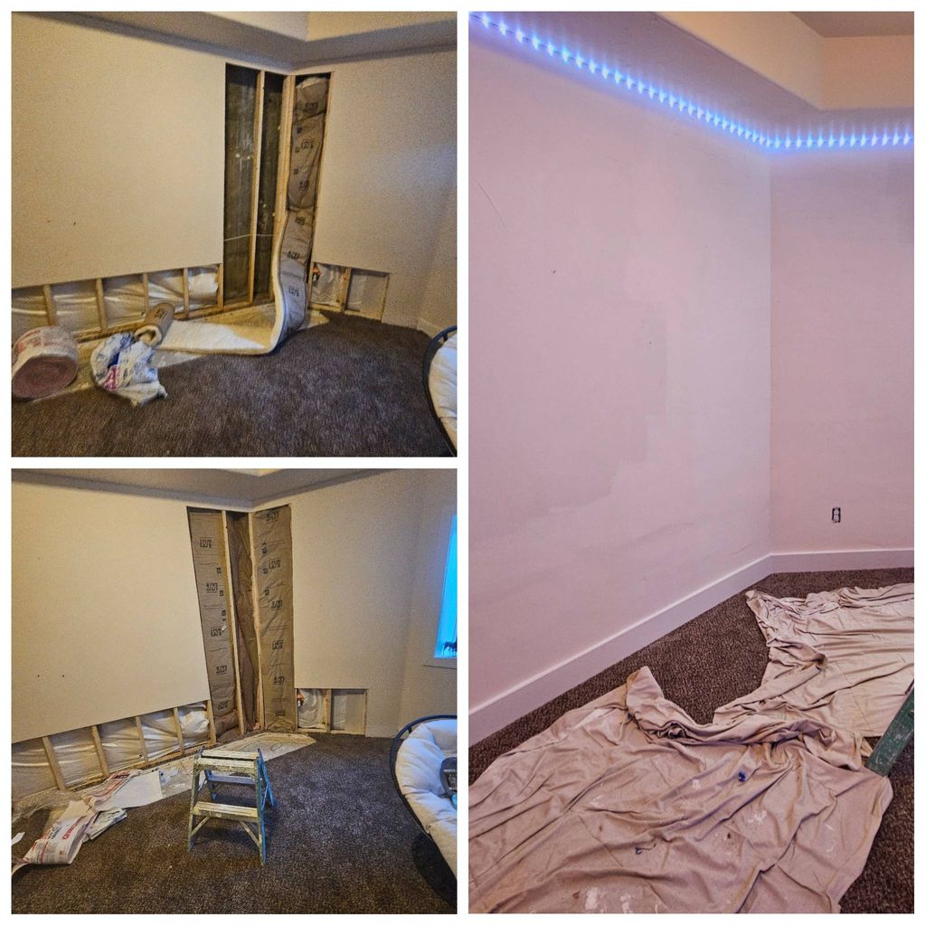 water damage repair drywall finish pain and trim 
