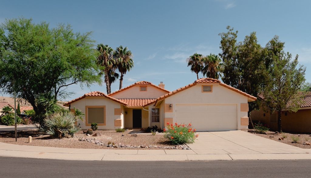 desert landscape front yard with trees for shade