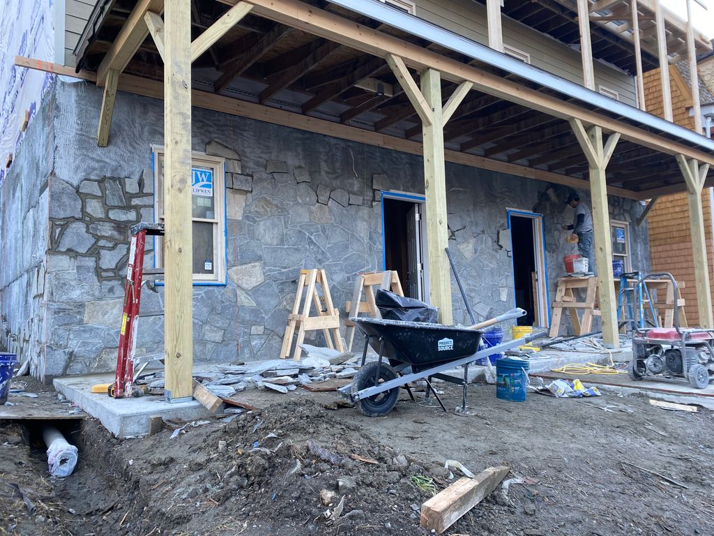 Front stone wall.