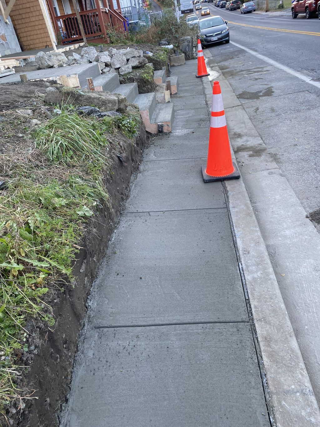 Concrete sidewalk.
