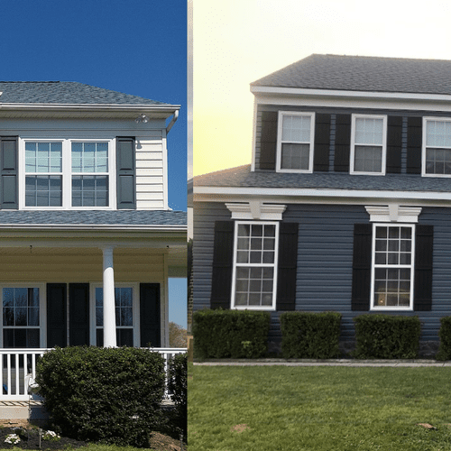 Before and after of new siding install