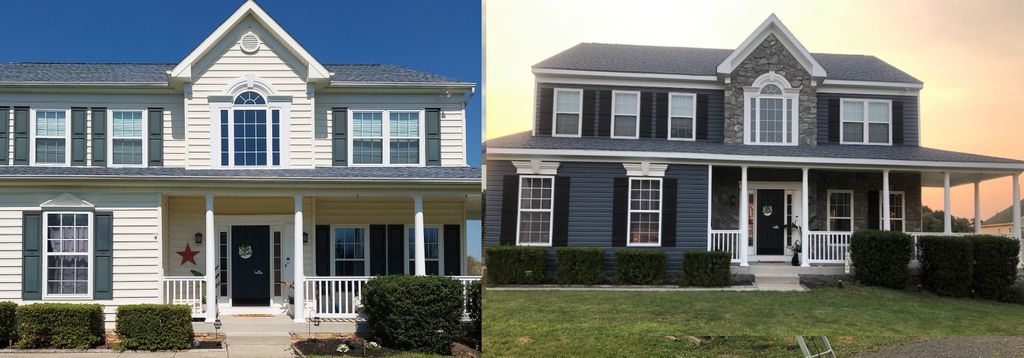 Before and after of new siding install