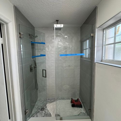 New shower and. Door installation
