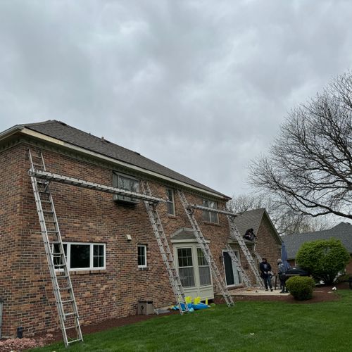 Replaced gutters all around the home and change ro
