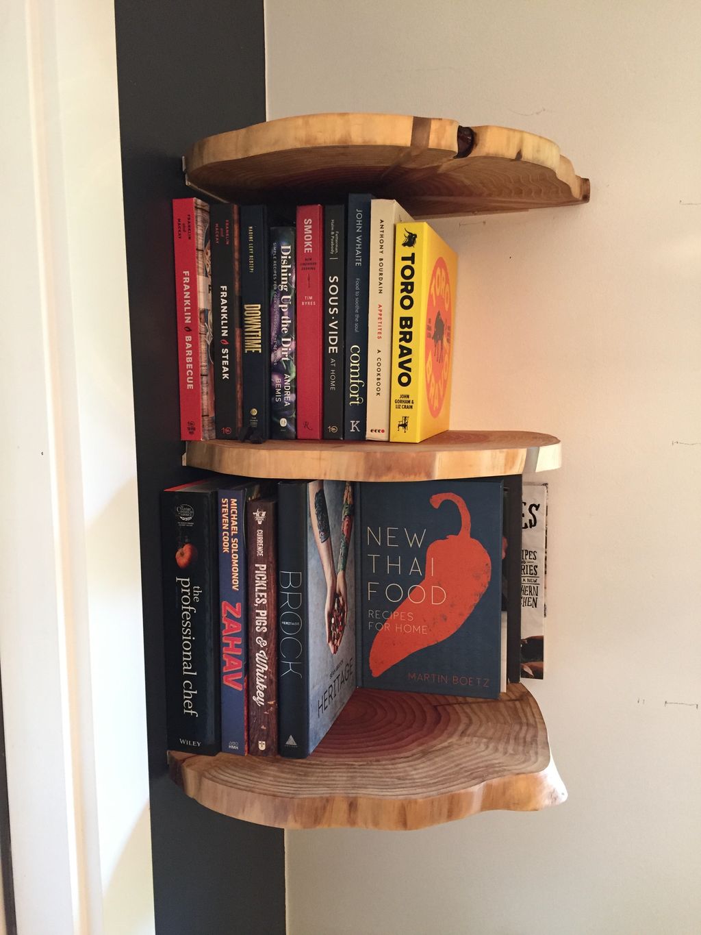 Custom corner shelves built for client