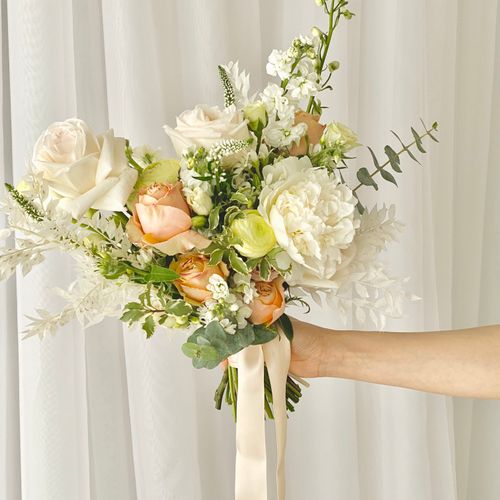 Peachy Bohemian Style Bridal Bouquet 