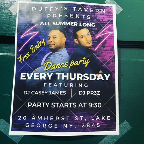 Found the official flyer for Duffy’s Thursday nigh